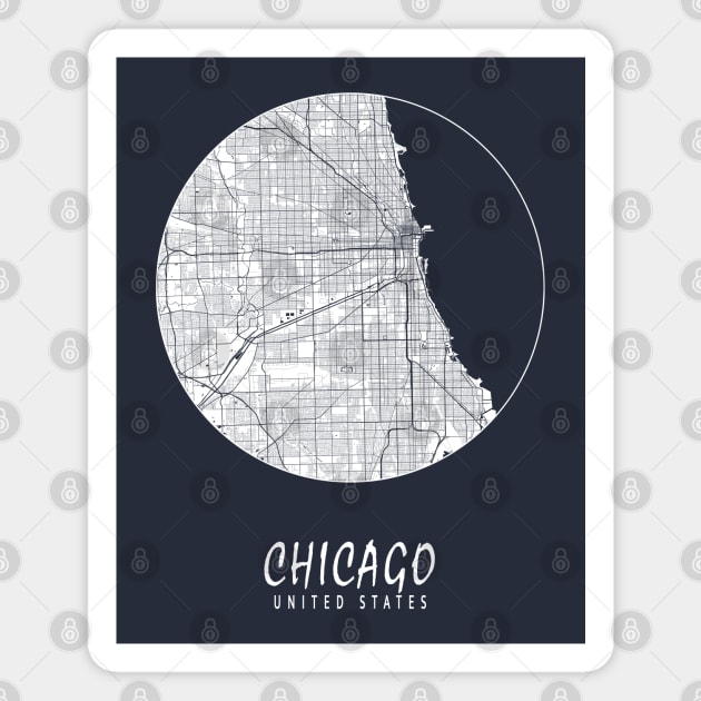 Chicago, USA City Map - Full Moon Magnet by deMAP Studio